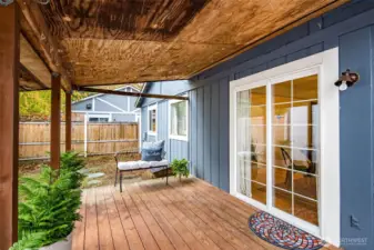 Step outside to a covered porch.