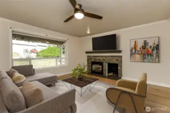 Virtually staged living room helps visualize the space and potential.