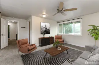 Virtually staged bonus room shows the potential of the bedroom -