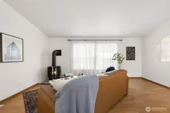 Living room with propane stove