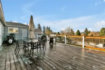 Now that's a deck! Imagine all of the fun and gatherings that could be done here! The views are spectacular! The color changes of the trees, the city lights at night, the sunsets, etc. Beautiful!