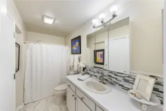 Guest bath with laundry