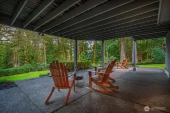Partially covered lower level patio off basement.