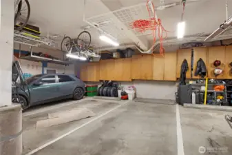 Secured private garage with 1 parking spot with plenty of storage