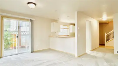 dining room opens up to Fenced Patio