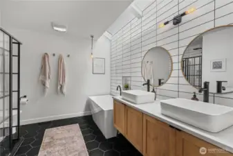 5 piece en-suite with large walk-in shower and soaking tub.
