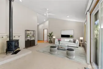 Spacious family room w/cozy gas fireplace