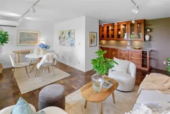 Living room and dining room