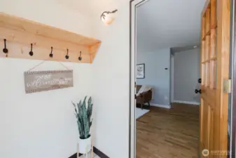 Step into a cozy mudroom ideal for Northwest living.