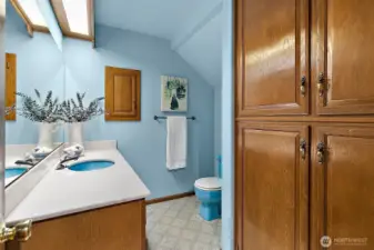 You won't be blue stepping into this bathroom.