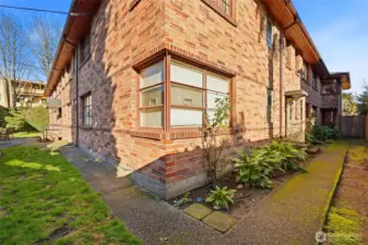 Fully fenced yard off the kitchen area with access to outdoor patio, garage and full size washer and dryers in the basement