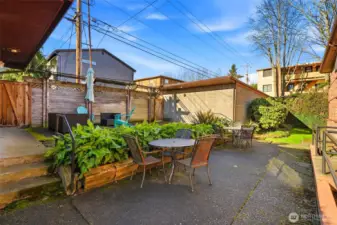Shared patio area in the fully fenced private yard