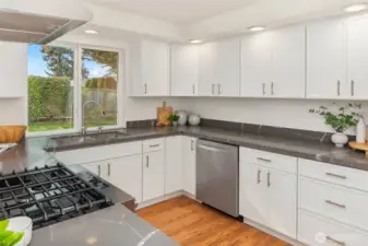 Lots of storage space in this updated kitchen.