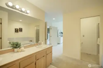 Another view of the Ensuite bath.  A large walk-in closet is also featured in this area.