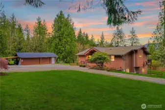 Full circular driveway makes parking super easy with plenty of space options and no need to turn around.