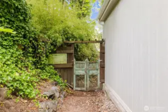 Whimsical garden gate.