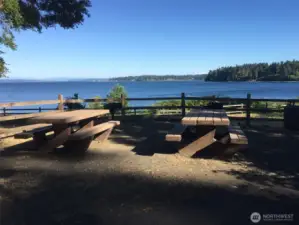 Beautiful community picnic and barbeque areas overlooking the water.
