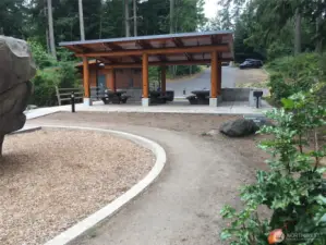 Covered picnic area in the park next to the museum.