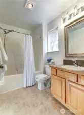 Primary Bathroom with new light fixture