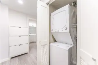 Built in shoe cabinet at the front door.