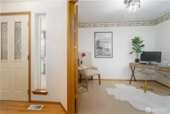 Main entrance & view of den/office