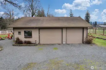 2 Stall Garage w/Taller Trailer Door and Large Shop