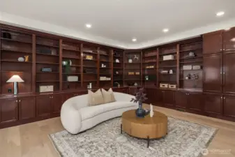 Exquisite custom built-ins make this library a statement in its own right.
