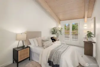 One of five secondary bedrooms on the upper level, not including the primary suite.