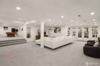 The lower level is a versatile haven, ideal for a teen retreat, ultimate game room, or multigenerational living.