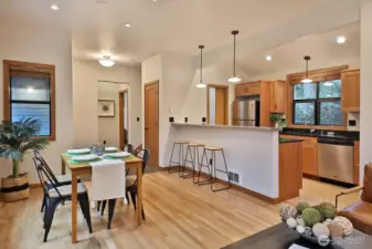 High ceilings give it an open airy feeling.