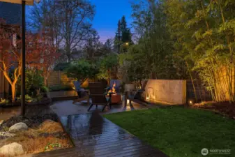 And the courtyard is the home’s outdoor centerpiece—private, serene, and beautifully designed for entertaining. Multiple gathering areas invite everything from quiet morning coffee to dinner parties that spill outside, while a calming water feature adds sound, movement, and an unmistakable sense of retreat—a true outdoor respite that feels like a hidden garden within the city.