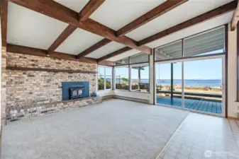 Exposed Beams, Wood-Burning Fireplace and Hearth~