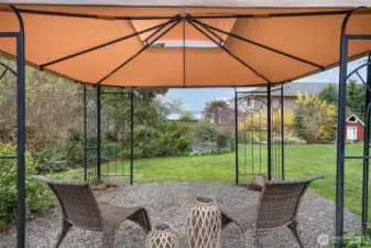 Enjoy the views and private yard space under the cover of this lovely gazebo.