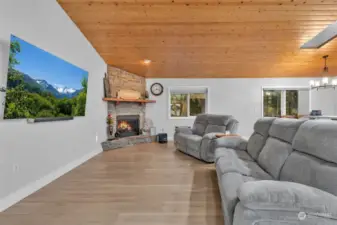 Living room with gas fireplace.