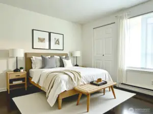 Virtually staged 2nd bedroom