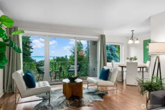 Beautiful Laminate Wood floors reflect all the Western light throughout the living spaces.