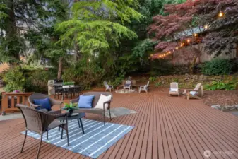 Extra-large deck on side of home.