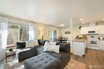 Enjoy the beauty of natural light in your living room, kitchen, and dining room.