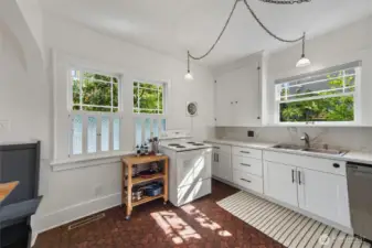 Unit B updated kitchen, staying true to 1920s style.