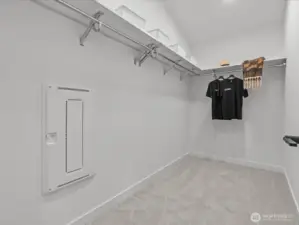 Must-have walk-in closet in the primary bedroom! Model home.