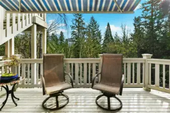 You have a retractable awning on the main floor deck, which extends the usability regardless of rain or sun.