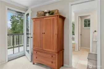 Your bedroom also opens to the upstairs deck. Easily check out the day's weather  before getting out of bed.