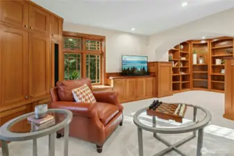 The trees through the stunning windows will make you feel like your're in the middle of the forest.