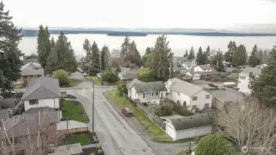 Aerial view facing west.