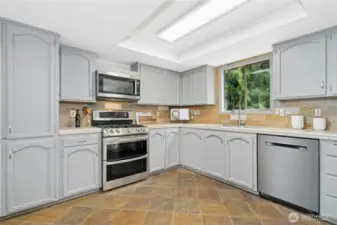 Bright open kitchen.