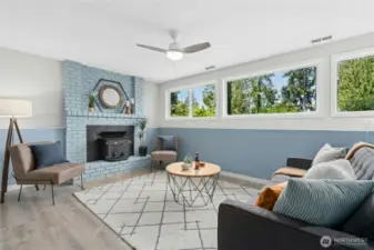 Bonus room comes with fireplace wood insert.