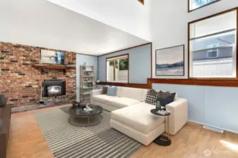 The lower level has a cozy family room to retire to after a long day.