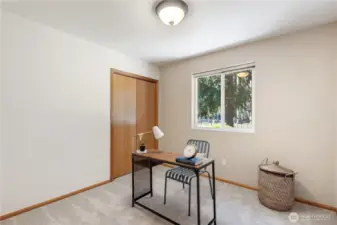 Second bedroom large enough for family or guests, or office space as needed.