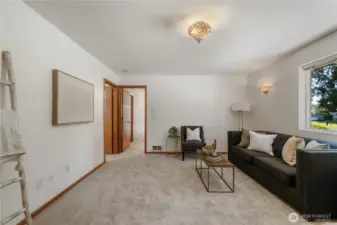 View as you walk into the family room from the garage. Convenient for washer/dryer in garage.