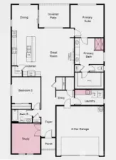 Additional Highlights Include: Study in place of flex, deluxe shower at primary bath, base cabinets and sink at laundry, and 8' interior doors.